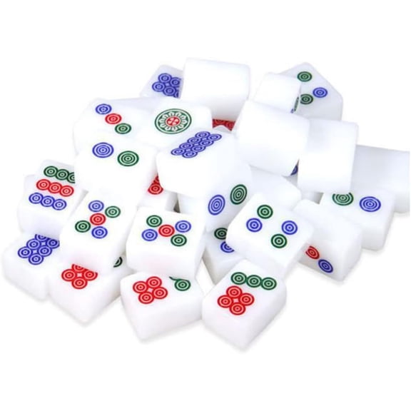 Chinese Mahjong with 144 Acrylic Tiles,3 Dice,a Dealer, a Mahjong Box, a Chip and a Tablecloth,Game Set Beautiful Gift Suitable for Collection(Color: A)