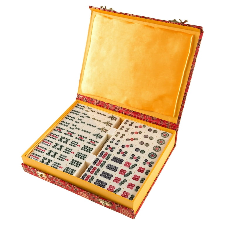 Florauspicious Chinese Mahjong Set - with 146 Tiles, 2 Dice Chinese Style  Game for Travel, Family Gathering, Party