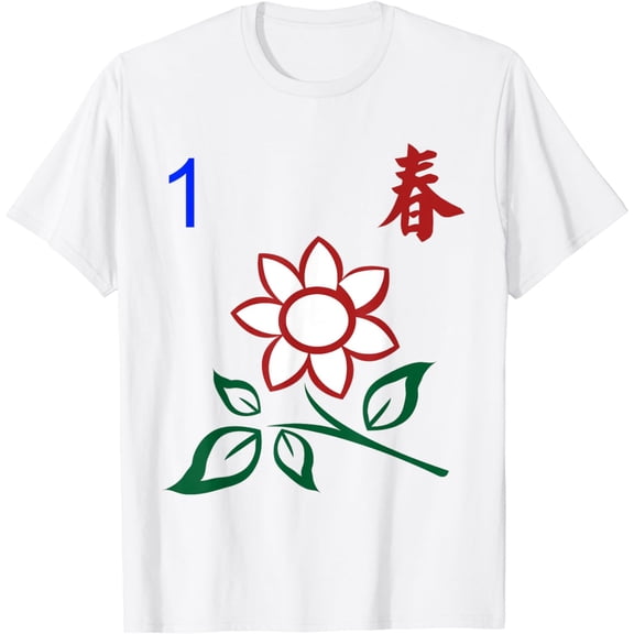 Chinese Mahjong Mah Jong Game Blue Tiles Seasons Spring One T-Shirt