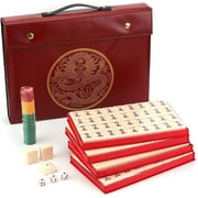 Chinese Mahjong X-Large 144 Numbered White Ivory Color Melamine Tiles 1.5 Inch Large Tile with Carrying Travel Case Pro Complete Game Set -( Majiang,Mah Jong, Mahjongg, Mah-Jong)