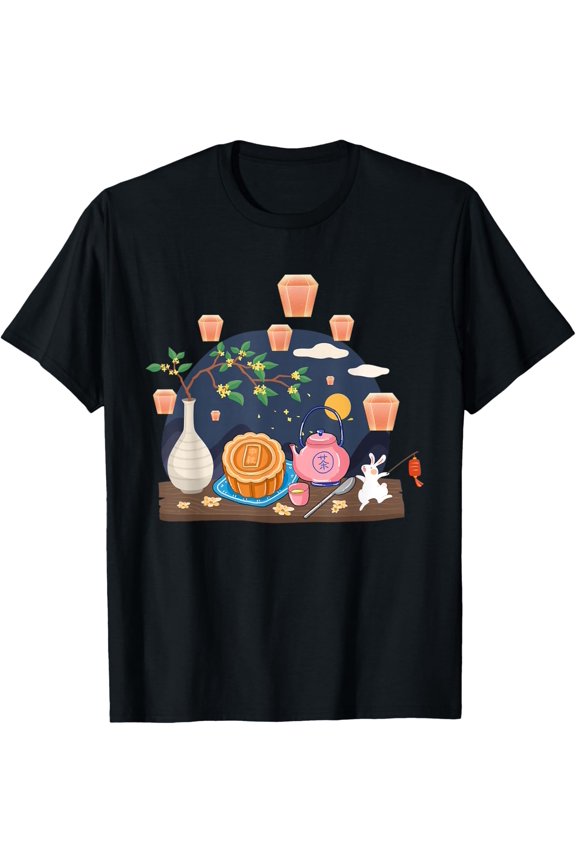 Chinese Mid Autumn Festival Mooncake Party Rabbit Lantern T-Shirt