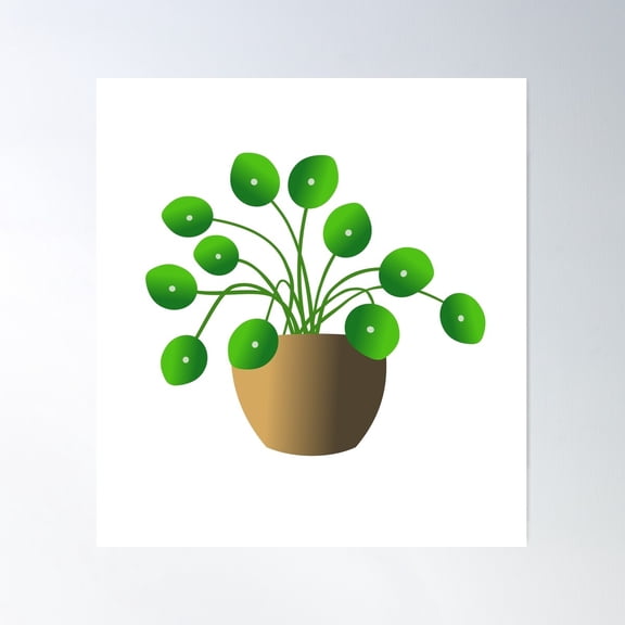 Chinese Money Plant Poster Wall Art, Modern Wall Decor For Living Room Bedroom, 16x16 UNFRAMED