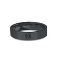 thumbnail image 1 of Chinese Monkey Character Engraved Black Brushed Ceramic Ring, 6mm, Size 8, 1 of 2