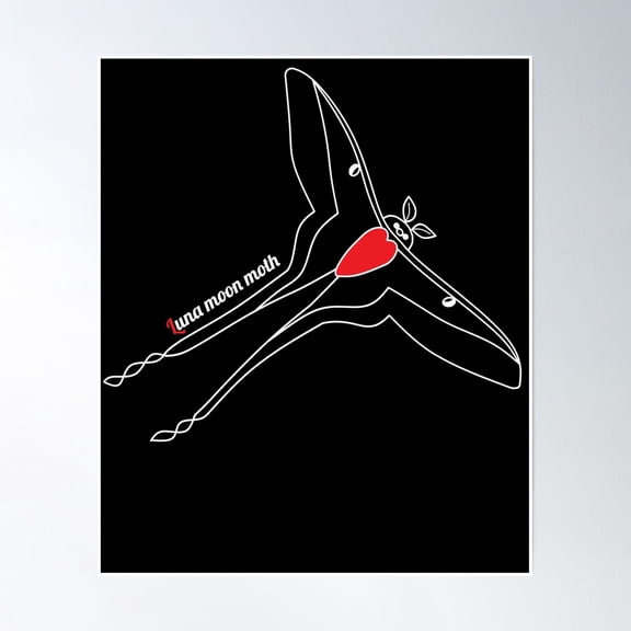 Chinese Moon Moth Luna /Chinese Luna Moon Moth Graphic Design Poster Wall Art, Modern Wall Decor, 8x12 UNFRAMED