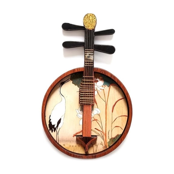 Chinese Musical Instrument Fridge Magnets, Antique Pipa Gu-zheng Ruan Wooden Magnetic Stickers for Refrigerator, Traditional Asian Cultural Home Decor