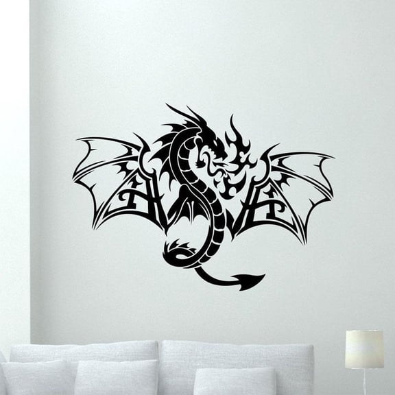 Chinese Mythical Dragon Fantasy Art Sticker Living Room Decor Animal Vinyl Wall Decal Tribal Dragon Wall Sticker Home Decor 58x42cm