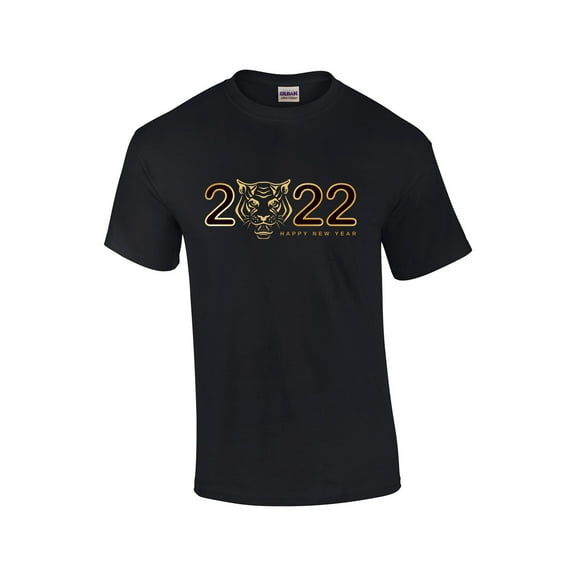 Chinese New Year 2022 Year of the Tiger Men's Short Sleeve T-shirt Graphic Tee-Black-small