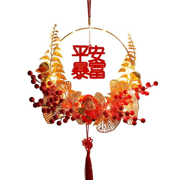 Chinese New Year 2024 Decoration Pendant Led Lamp Wreath Spring Festival Decor