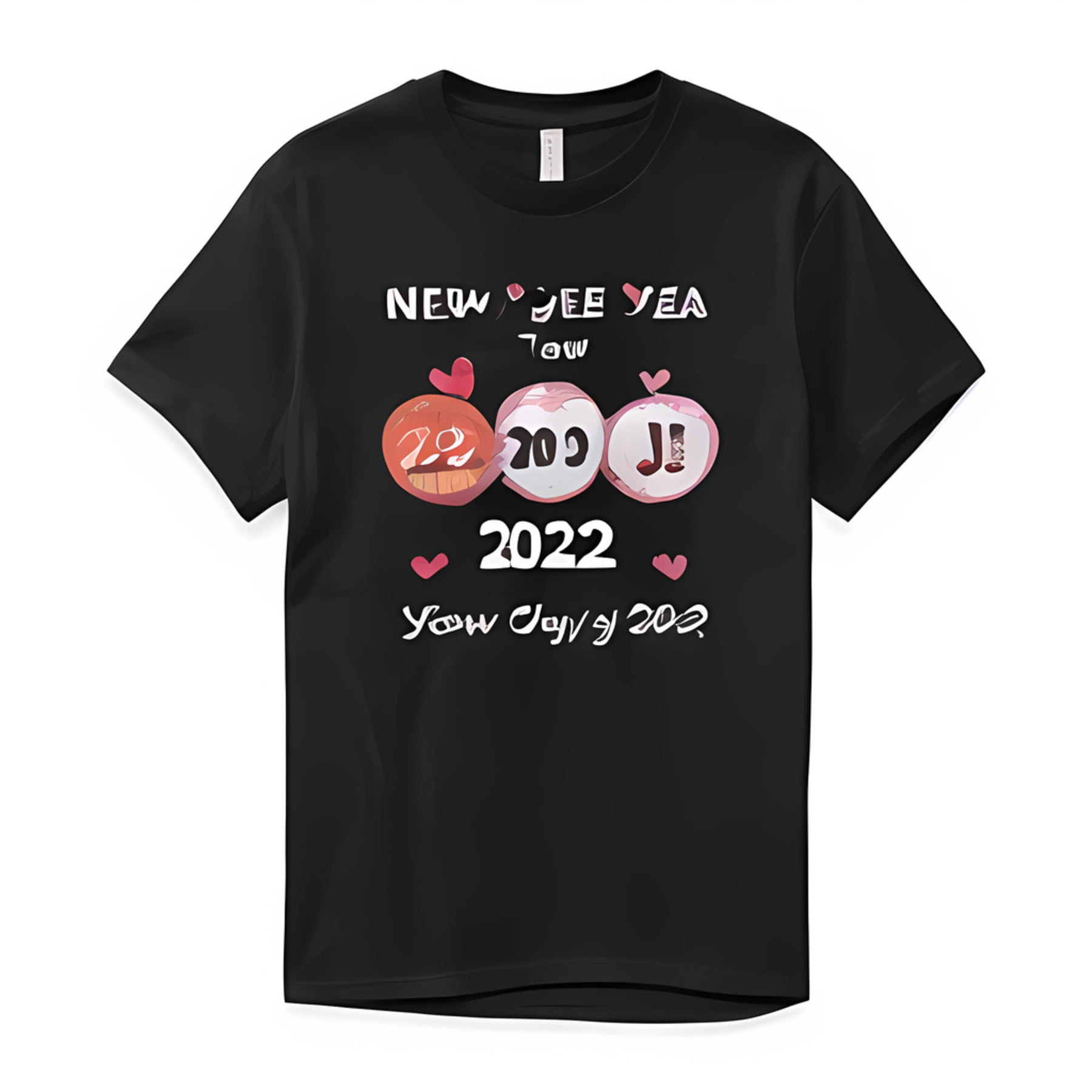 Chinese New Year 2024 Graphic TShirt Black shirt with 'New Year New Love' in pink & red