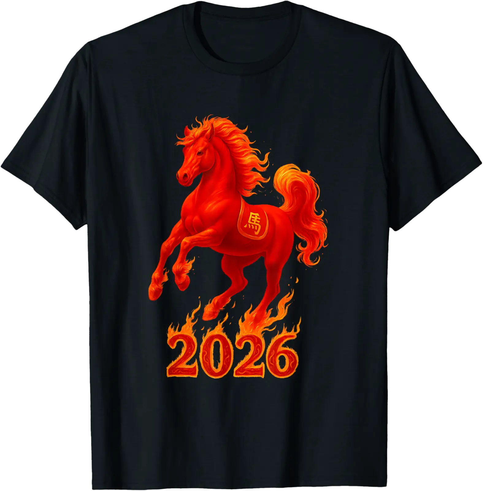 Chinese New Year 2026 Fire Horse Lunar Zodiac Red Horse T-Shirt All ...