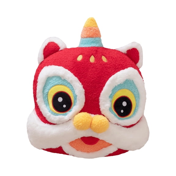 Chinese New Year 2026 Lion Pillow, Red Lion Head Throw Pillows Lion Dance Cushion New Year Decorations Party Photo Props Celebration Cute Chinese Gifts for Friends