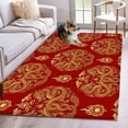 thumbnail image 1 of Chinese New Year Area Rugs 3'x5', Washable Small Throw Rugs for Living Room Bedroom, Yellow Dragon Traditional Vintage Red Indoor Outdoor Rug Non-Slip Low Pile Carpet Runner Reversible Floor Mats, 1 of 8