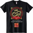 Chinese New Year Black TShirt with Golden Dragon & Prosperity Symbols