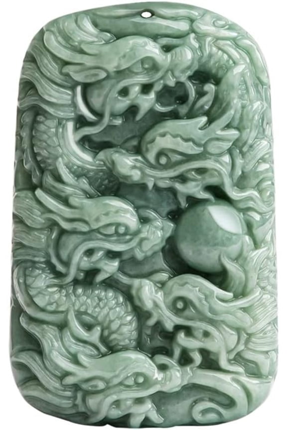 Chinese New Year Blue/Green Ice Jade Dragon Necklace，Kowloon Protector Zodiac Pendant, Symbol of Strength & Good Fortune - Ideal Lunar New Year Gift for Harmony and Protection