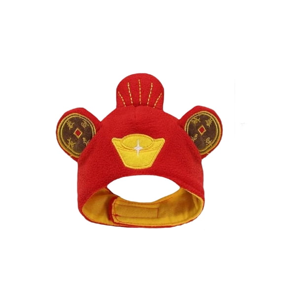 Chinese New Year Cai Shen Pet Hat & Scarf, Woven Plush Dog & Cat Headpiece, Funny Transformation Accessory For Cats Small Dogs Puppy, New Year Festive Pet Outfit