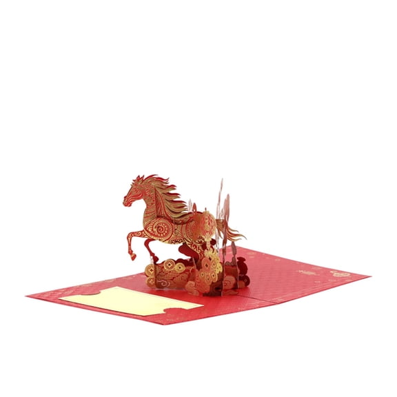 Chinese New Year Cards 2026 3D Pop Up Greeting Card, Year of The Snake Gold Foil Spring Festival Card for Family Friends By Heqing Boutique