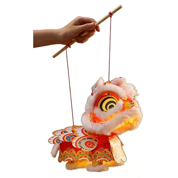 Chinese New Year DIY Lion Dance Lantern Kit, Handheld Lantern Festival Home Decorations Holiday Gift for Spring Festival