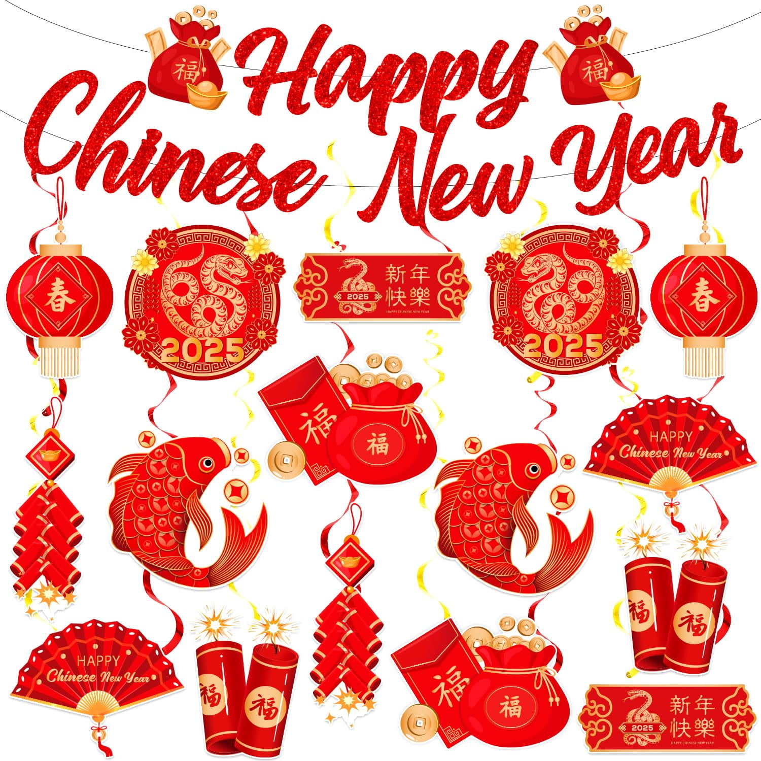 Chinese New Year Decorations 2025, Lunar Chinese New Year Decorations