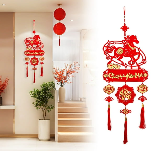Chinese New Year Decorations 2026, 1pcs Lunar New Year Horse Hanging Pendant, Years of The Horse Ornament for Wall Window Door