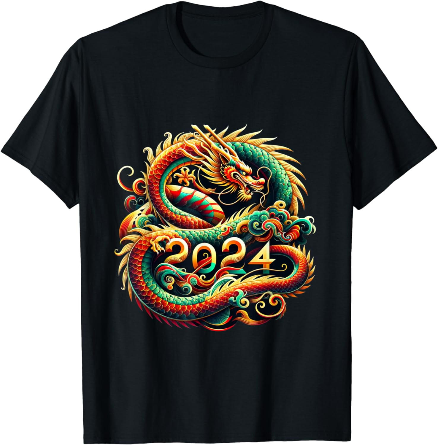 Chinese New Year Dragon 2024 Celebratory Mythical Creature T-Shirt ...