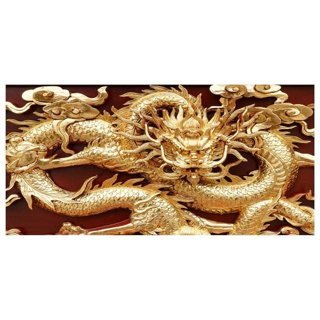 Chinese New Year Golden Five Dragon Garage Banner Design For Good Luck ...