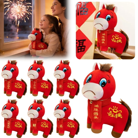 Chinese New Year Horse Plush Crying Horse Sad Horse Plush Year Of The Horse Plush Horse Plushies Sad Horse Cry Cry Horse(Scarf Version)