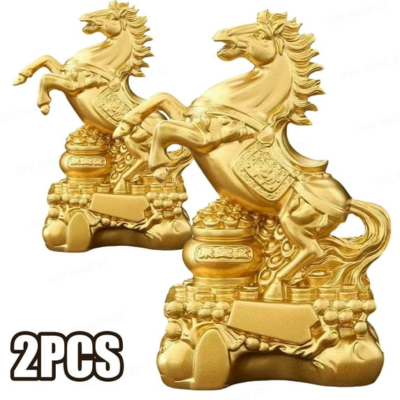Chinese New Year Horse Statue, 2026 PVC Feng Shui ZodiacHorse Figurine, lessing Souvenir Sculpture Attracting Wealth and Good Luck,2PCS