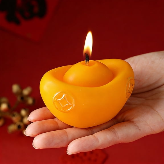 Chinese New Year Ingot Aromatherapy Candle, Lucky Gold Yuanbao Decorative Candle for Spring Festival Home Decor, Gift for Housewarming & Holiday Blessing