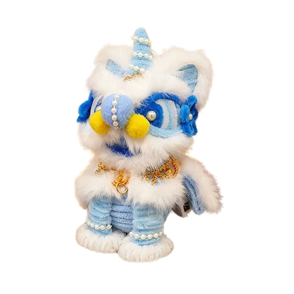 Chinese New Year Lion Dance Figurine - Blue - Fresh Desktop Ornament for Luck, Fortune & Modern Home Decor (20cm)