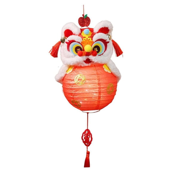 Chinese New Year Lion Dance Paper Lantern DIY Kit for Kids Adults, Lunar Spring Festival Hanging Decoration