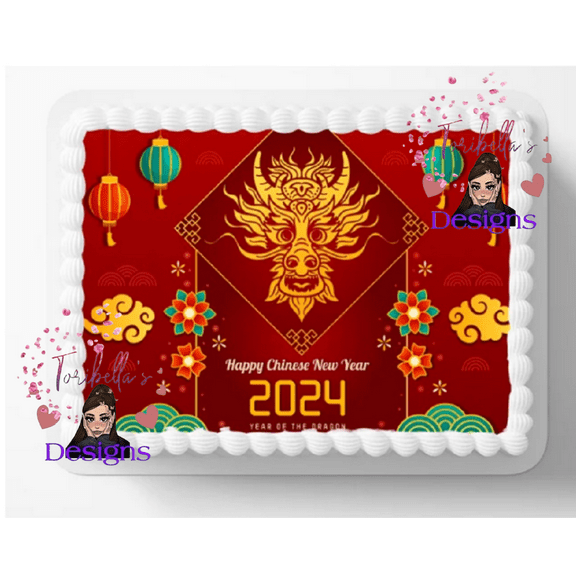Chinese New Year Of The Dragon Edible Image Edible Cake Topper Frosting Sheet Icing Paper Cake Decoration Edible Cake Sticker Decal