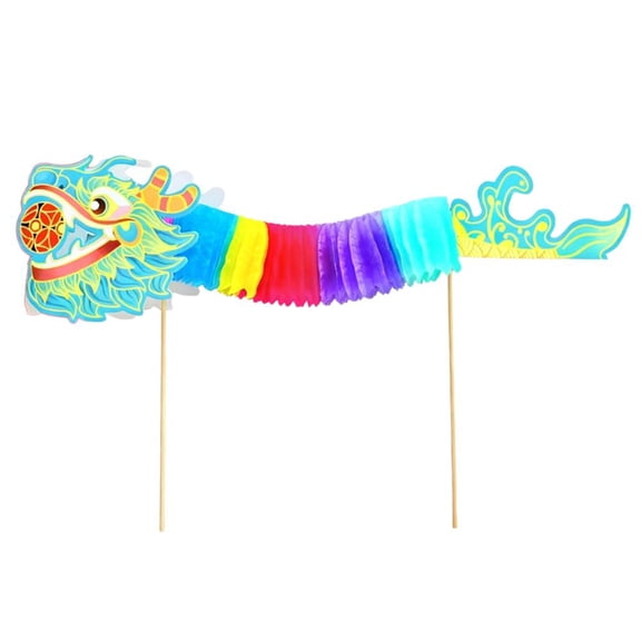 Chinese New Year Paper Dragon Decorations, DIY Handheld Chinese Paper Dragon Garland Art Crafts Handmade Puppet Kits for Spring Festival Party Craft Set New Year Decorations Supplies