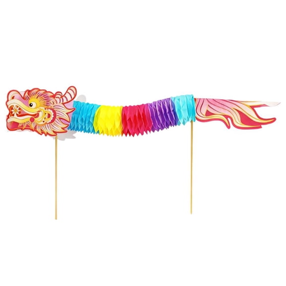 Chinese New Year Paper Dragon Decorations, DIY Handheld Chinese Paper Dragon Garland Art Crafts Handmade Puppet Kits for Spring Festival Party Craft Set New Year Decorations Supplies