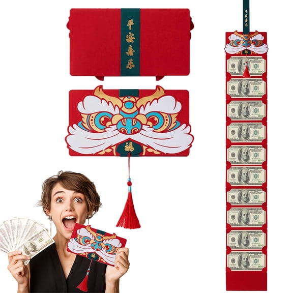Chinese New Year Red Envelope, Creative Expandable Chinese Red Envelopes, Foldable Design with 6/10 Card Slots, New Year Gift of Hong Bao Money, Lucky New Year Money Envelopes, 10 Slots