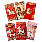 Chinese New Year Red Envelopes, 2026 Hong Bao Red Packets Lucky Money Gift Envelopes for Chinese Lunar Year Spring Festival, Set of 6 Chinese Hong Bao Gift, 6.61"x3.54"