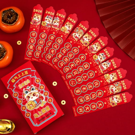 Chinese New Year Red Envelopes 2026 Year Of The Horse Lucky Money Packets 12Pcs Surprise Draw Blind Box Red Packets for Spring Festival Holiday Party Decorations