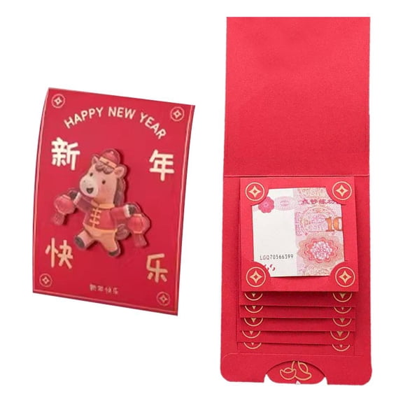 Chinese New Year Red Envelopes,Pull-out Design Year of the Horse New Years Hong Bao,Spring Festival Red Packets,Lucky Money Hong Bao Pocket for Years of Horse 2026