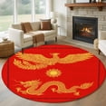 thumbnail image 1 of Chinese New Year Round Area Rug 5Ft Washable Circle Rugs for Living Room Bedroom, Yellow Dragon Traditional Art Red Non-Slip Carpet Floor Mats Indoor Outdoor Carpet Runner Aesthetic Home Decor, 1 of 8