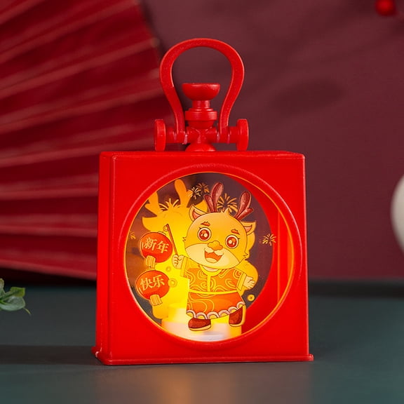 Chinese New Year Small Decorative Lantern LED Light Ornament, Traditional Festival Hanging Lamp for Home Table Tree Party Decor, Battery Powered Festive Atmosphere Night Light Gift