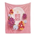 thumbnail image 1 of Chinese New Year Soft Flannel Fleece Blanket, Pale Pink Circle with Lively Flower Bouquets Prosperous Year Celebration, Cozy Plush for Indoor and Outdoor Use, 50" x 60", Multicolor, by Ambesonne, 1 of 5