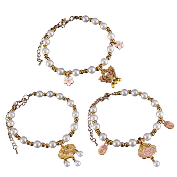 Chinese New Year Theme Pet Neck Jewelry Charm Peals Cats Necklace Adjust Length Collar for Cats Holiday Pet Neckwear