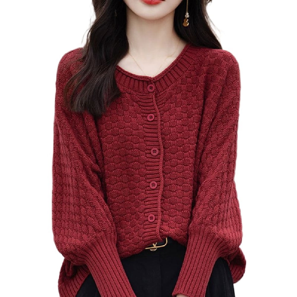 Women's Embroidery Knit Cardigan - Oversized Open Front, V-Neck, Long Sleeve Sweater Coat - View #2