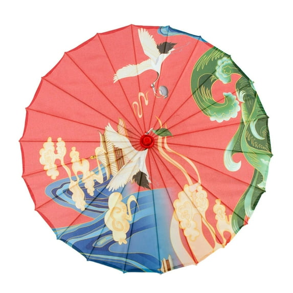 Chinese Oiled Paper Umbrella Chinese Japanese Art Classical Dance Umbrella 32 inch Umbrella for Village Scenery Decoration Party Style E