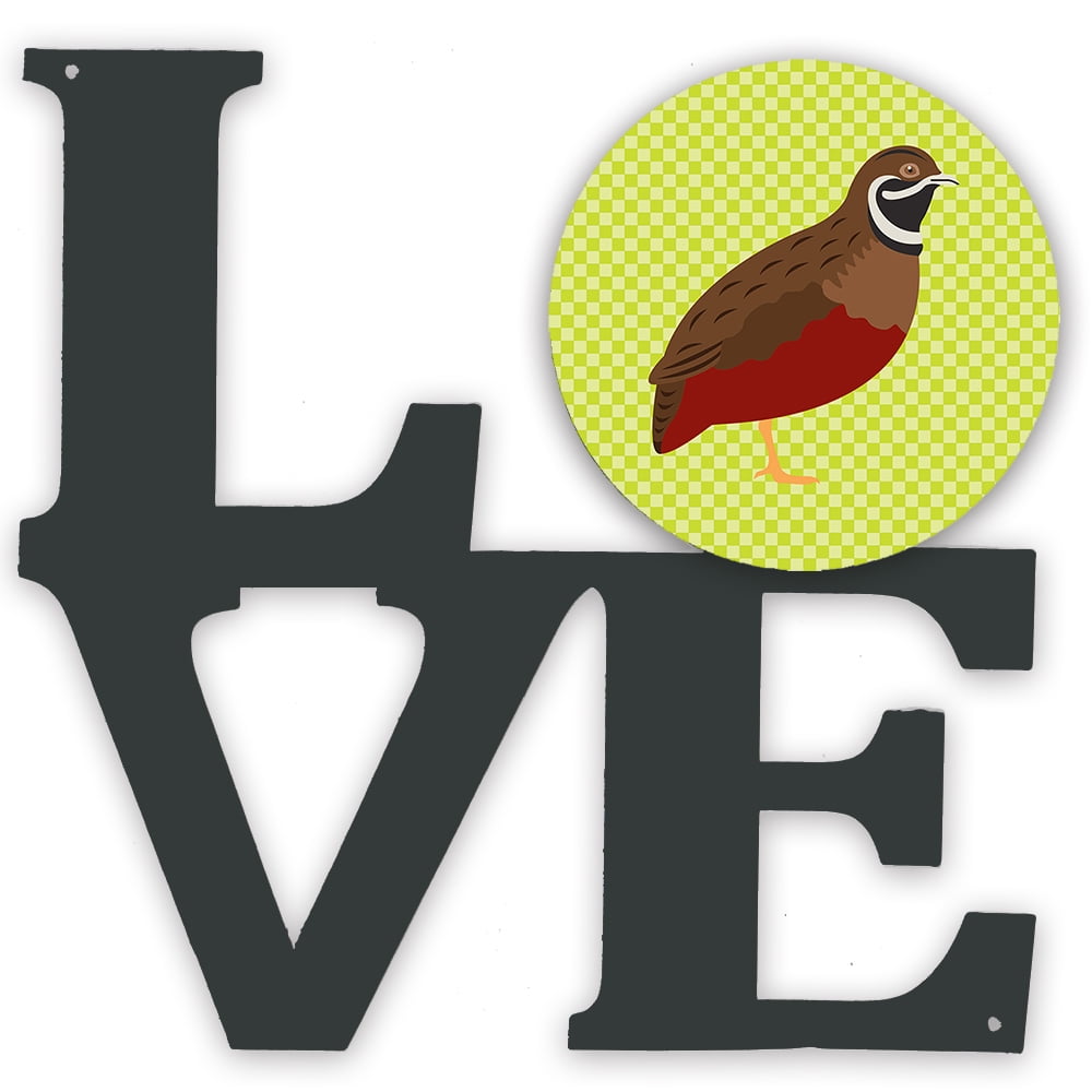 Chinese Painted or King Quail Green Metal Wall Artwork LOVE