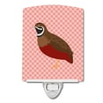 thumbnail image 1 of Chinese Painted or King Quail Pink Check Ceramic Night Light, 1 of 1
