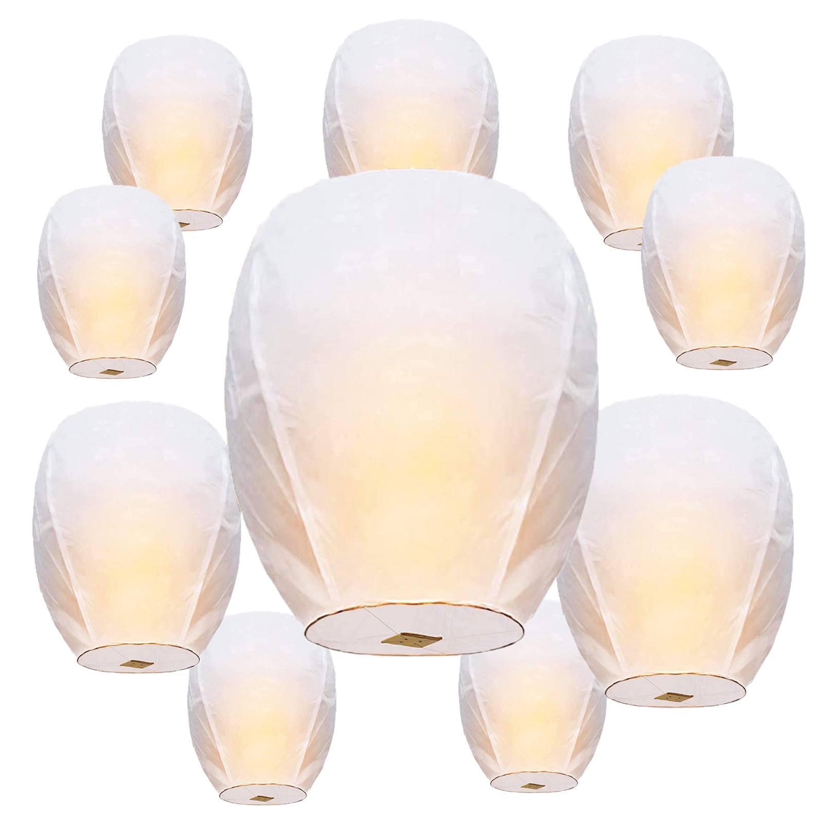 Bokelai Chinese Part Lanterns, Paper White, 10 Pack