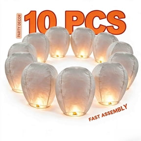Chinese Paper Lanterns (10 Packs), Biodegradable for Festivals, Wishes, Memorials, Funerals, Birthdays & Parties