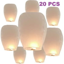 Chinese Paper Lanterns 20-Pack Lanterns to Release in Heaven for Party, Birthday, New Years, Memorials, Ceremonies,Wedding Decorations,Campfire and Any Parties (White)