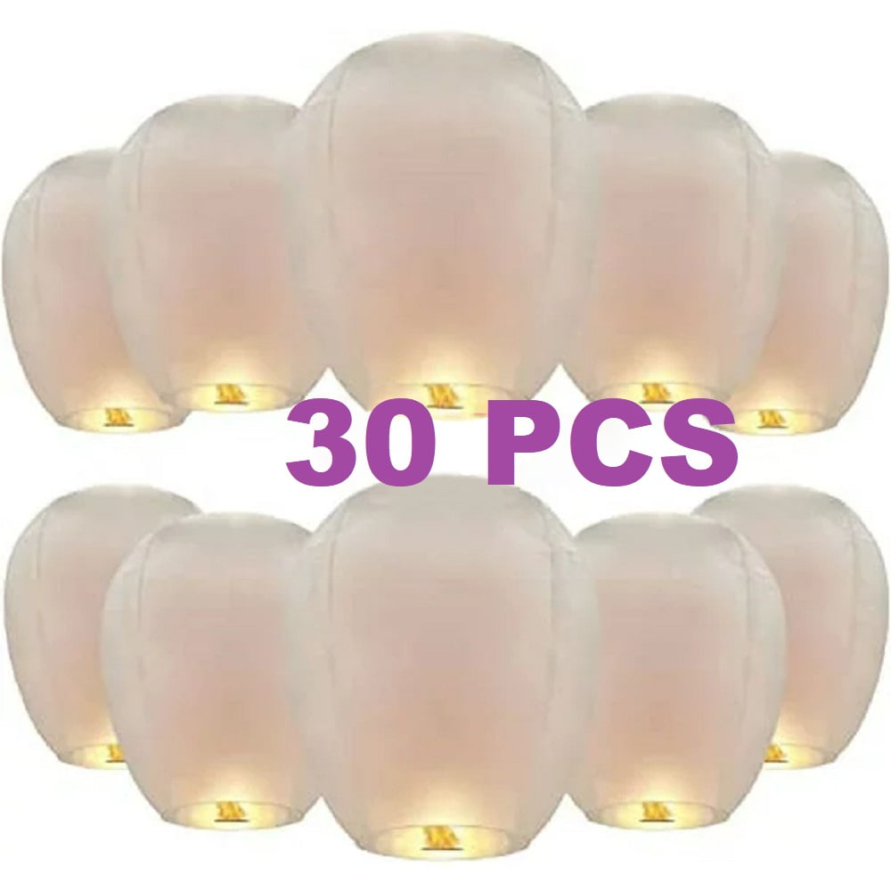 Chinese Paper Lanterns,30 Pack Chinese Lanterns, Paper Lanterns for Weddings, Birthday Party, New Years, Festival(White)
