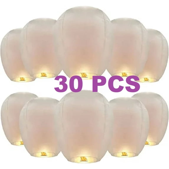 Chinese Paper Lanterns,30 Pack Chinese Lanterns, Paper Lanterns for Weddings, Birthday Party, New Years, Festival(White)